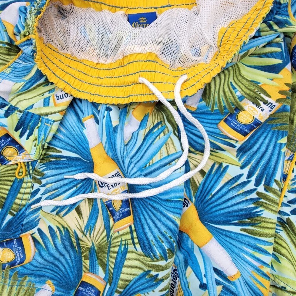 Corona Extra Beer Bottle Tropical Swim Trunks Board Shorts Mens Small Beach - Picture 6 of 12